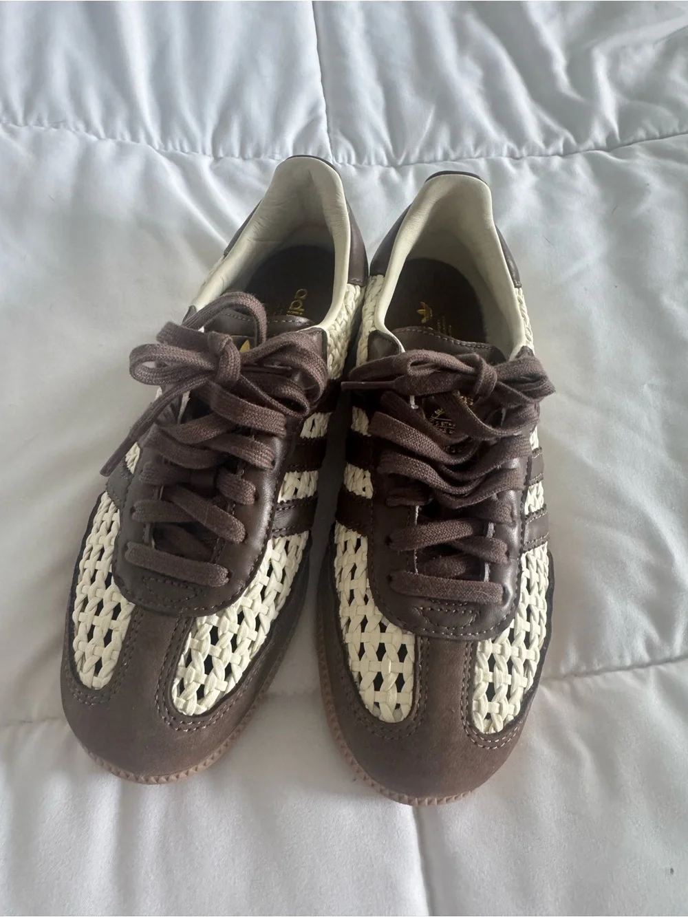 adidas samba OG Women’s Brown & Cream Woven Samba Sneakers - Picture 7 of 8